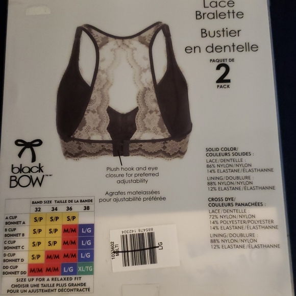 🌹2pcs for $30🌹Black Bow Lace Bralette, 2-pack - Picture 6 of 6